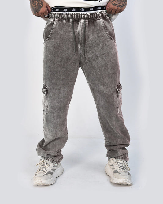 Calça JEANS CARGO WIDE - MARMORIZADA